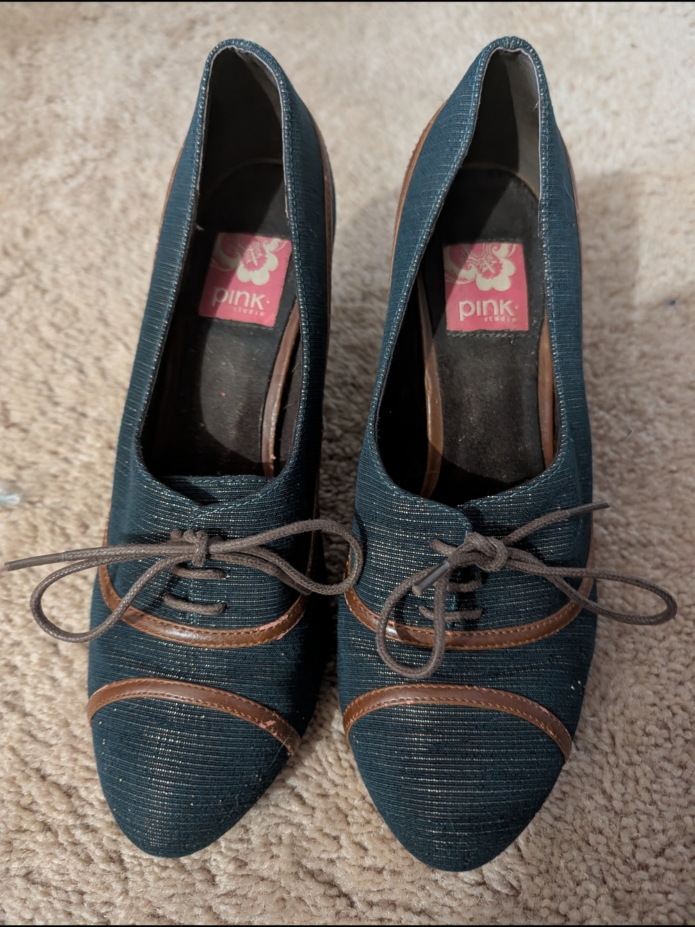 PINK Paradox Teal Pointed-Toe Lace-Up Women’s Flats